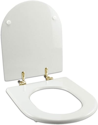 ACB/COLBAM WC-bril van hout gecoat met polyester voor Dolomite Alpina-QUADRARCO witte ritssluiting goud-sedile-ASSE WC