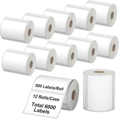 Directe Thermische Verzendlabels - 12 Rollen van 6000 Stuks 4"x3"