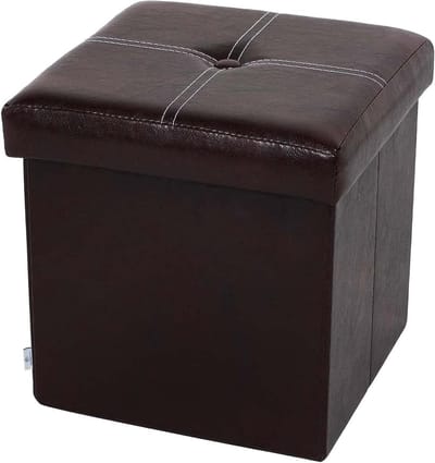 Opbergkrukje - Ottomaan Voetenbank - Ruimte Besparen - Gewatteerd PU-leer - 30x30x30 cm - Zwart