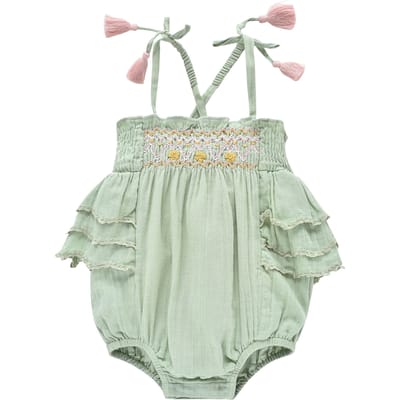 Louise Misha Rompers Emmaline Olive Size: 6M | Infant bodysuit Outlet | Unisex | Groen