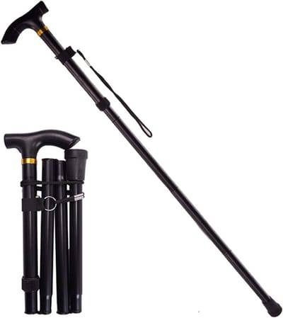 Opvouwbare wandelstok - Verstelbaar hulpmiddel - Ondersteuning bij lopen - Antislip basis - 85-95 cm - Zwart