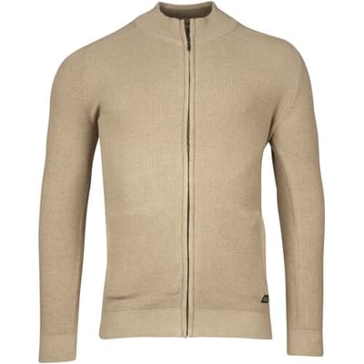 Baileys Vest Uni Color Cardigan Zip Allover Rib Knit Beige / male