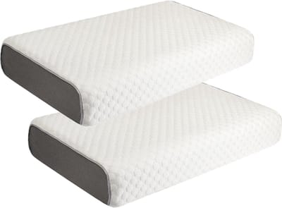 2 STUKS - Orthomedisch Hoofdkussen - Ergonomisch voor Nek- en Rugklachten - Memory Foam - Traagschuim - Contour - 40x60 cm - Wit