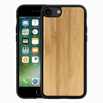 Mobiq houten hoesje geschikt voor iPhone SE (2022) / geschikt voor iPhone SE (2020) / geschikt voor iPhone 8 / geschikt voor iPhone 7 - Back cover hoesje gemaakt van echt hout bamboe