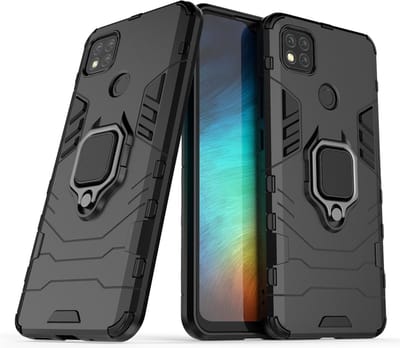 MobyDefend Hoesje - Geschikt voor Xiaomi Redmi 10A - Dubbelgelaagde Pantsercase Met Standaard - Zwart