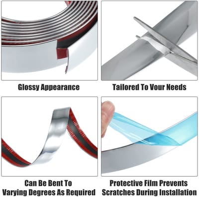 Dailygoods- Autodeurrandbeschermers 50mm Breed - PVC - Zilverkleurig - 500cm Lengte - Universeel - Bescherming tegen krassen - Deurrandstrip