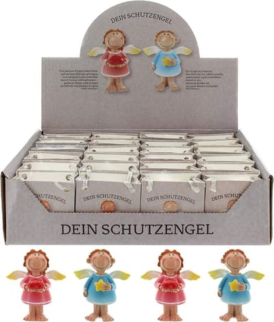 Dailygoods- Beschermengel Set van 24 - Geluksbrenger - Raamhanger - Gastgeschenk - Handbeschilderd - In geschenkzakje met spreuk - Engel