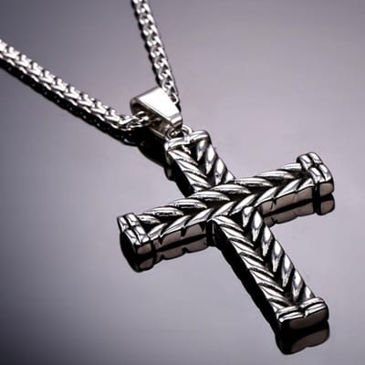 Kruis Hanger op Vossenstaart Ketting - Zilver kleurig - Kettingen Heren Dames - Papa Cadeau Voor Mannen - Vaderdag