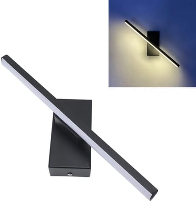 KZQ Minimalistische Draaibare Moderne Wandlamp LED， 40cm Aluminium Wandverlichting IP65 Waterdicht voor Binnen en Buiten， 330° Roterende Sfeerverlichting voor Slaapkamer Woonkamer en Gang， Warm Wit Licht zwart
