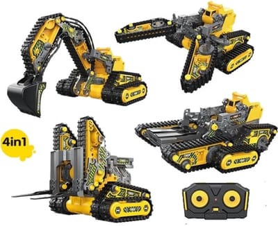 YAR Graafmachine 4 in 1 - robot Speelgoed - Buitenspeelgoed - Zandbak - Elektrische Kraan - Geel