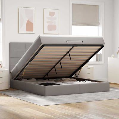 vidaXL - Ottoman - bed - met - matras - 180x200cm - stof - taupe