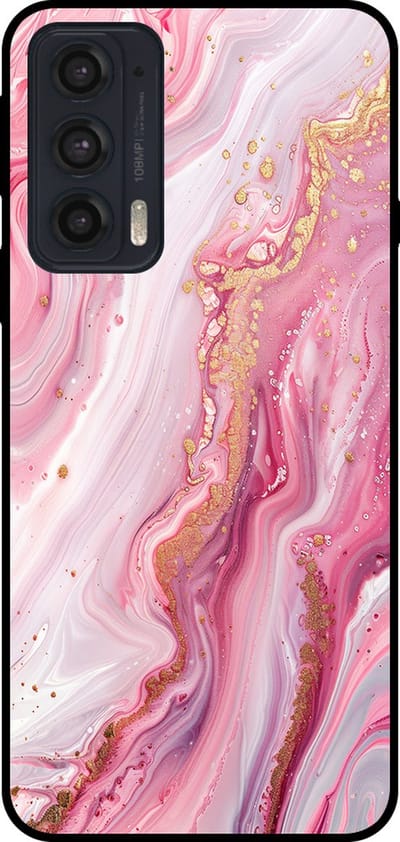 Smartphonica Telefoonhoesje Geschikt voor Motorola Edge 20 met marmer opdruk - TPU backcover case marble design - Roze geschikt voor Motorola Edge 20