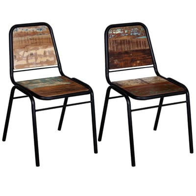 vidaXL - Eetkamerstoelen - 2 - st - massief - gerecycled - hout