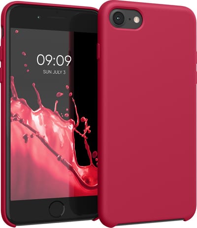 kwmobile telefoonhoesje geschikt voor Apple iPhone SE (2022 / 2020) / iPhone 8 / 7 - Hoesje met siliconen coating - Smartphone case in kersrood