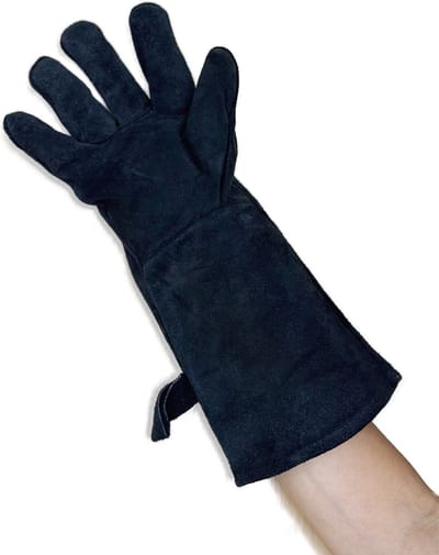 Leren hittebestendige handschoen - voor BBQ, houtkachel en openhaard - extra lange mouw - 3BMT®