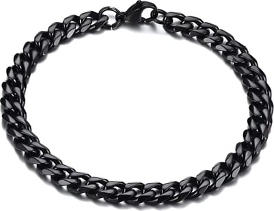 Cuban Link Heren Armband - Dikke Schakel - 7mm - Zwart - Schakelarmband - Armbanden - Papa Cadeau Voor Mannen - Vaderdag