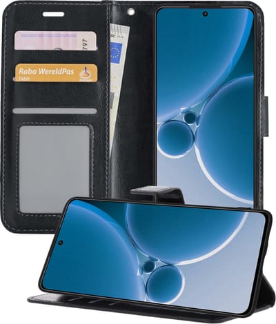 Hoesje - Geschikt voor OnePlus Nord 3 - Luxe Bookcase - Walletcase Hoes - Portemonnee - Cover - Telefoonhoes - Zwart