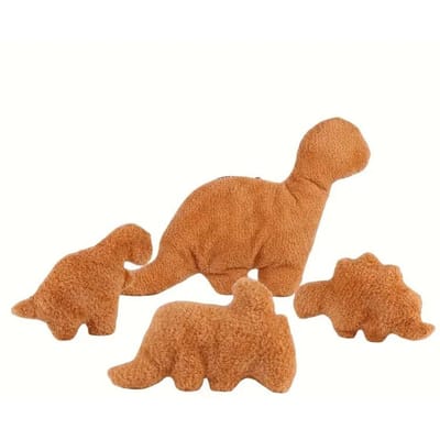 4-delige dinosaurus kipnugget pluche set - Zachte Stegosaurus Miniknuffels Voor Kinderen - Perfect Voor Verjaardag Pasen Bedtijd C brown