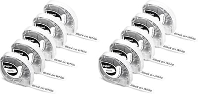 Label Tape Geschikt voor Dymo 12267 | 12 mm x 4m | S0721530 - Zwart op Transparant - 10 stuks - Geschikt voor: LT-100H LT-100H Plus LT-100T LT-100T Plus XM XR 2000 QX50