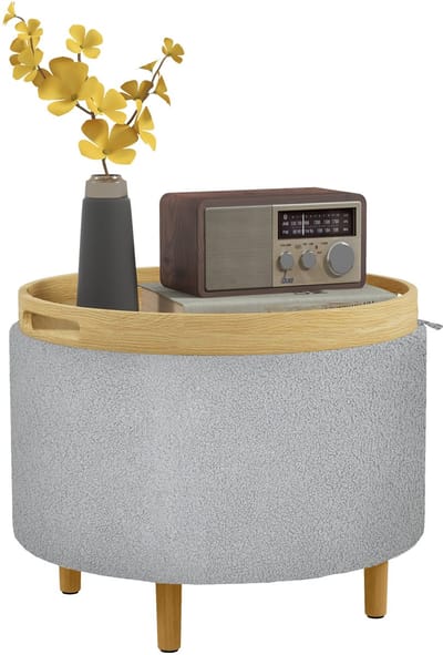 HOMCOM-Sitzhocker-Polyester, MDF-56L x 56B x 42H cm-Grau