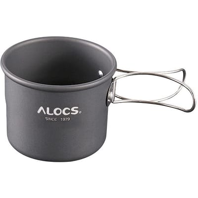 Tasse à eau/Mug à café portable en aluminium pour camping extérieur avec poignée pliable gris