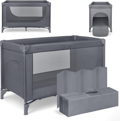 Babybed Opvouwbaar - Reisbed - Veilig Spelen - Inclusief Draagtas - 120 x 60 cm - Grijs