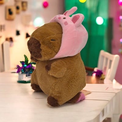 Klikkopers® - Capybara Knuffel - 30 CM - Konijn Hoed - Capibara Knuffel - Kawaii Knuffel - Kawaii Kussen