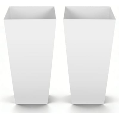 VEVOR Bloempot 325x325x665 mm 2-delige set, bloempot, plantenbak, PP plantenbak met binnenpot en drainagegaten, geschikt voor kamer- en tuinplanten, wit