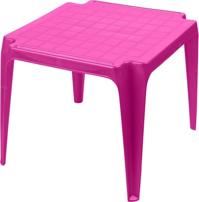 Sunnydays Kindertafel - roze - kunststof - buiten/binnen - L56 x B51 x H44 cm - Bijzettafels