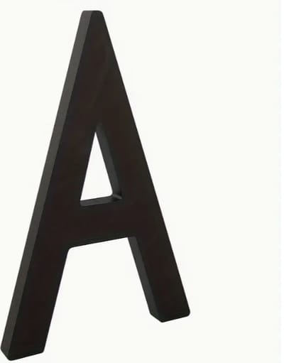 Huisnummer letter A zwart - groot 15cm - huisnummer mat zwart