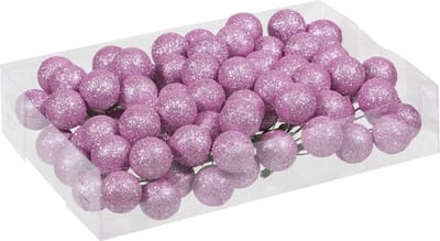 Instekers - 80x - kerstbal - roze - glitter - 3 cm - kuststof - Kerststukje maken onderdelen