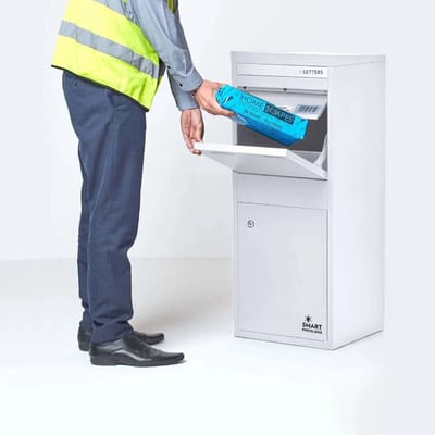 Smart Parcel Box™ Pakketbrievenbus – Grote Pakketbox / Pakketkluis – Gegalvaniseerd Staal – Voor- & Achtertoegang - Wit