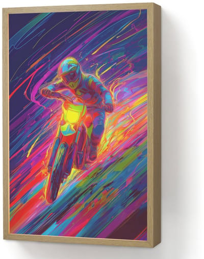 Nachtlampje 40x60 cm - Kinder lamp - Crossmotor - Neonkleuren - Lijnen - Helm - Tafellamp kinderkamer draadloos - Slaapkamer lampje - Bedlamp kinderen - Kinderlampje - Wandlamp babykamer - Nachtlampjes