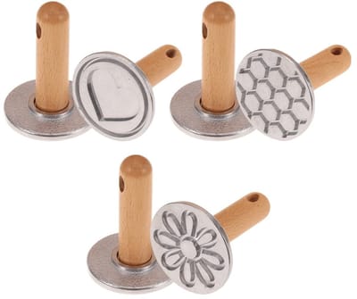 Dailygoods- Koekjesstempels 3 Stuks - Metalen Koekjesvorm - Houten Handvat - Comfortabele Grip - Antiaanbaklaag - Geschikt voor Bakken