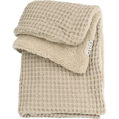 Meyco Baby Wafel Teddy ledikant deken - sand - 100x150cm - 2.0 TOG