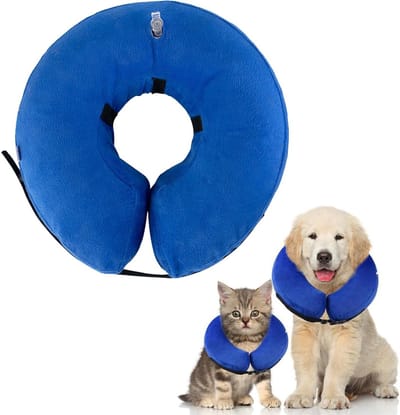 Opblaasbare Herstelhalsband voor Honden en Katten - Voorkomt Likken en Bevordert Genezing (Blauw, S)