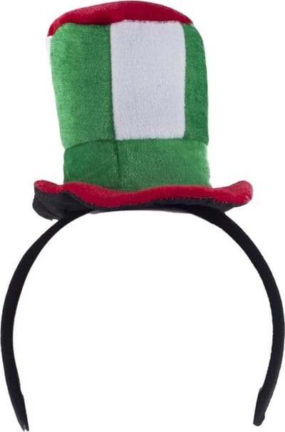 Pluche diadeem met groen/rood/wit feest mini hoedje - Verkleed accessoires - Italiaanse hoed haarband - supporters Italie