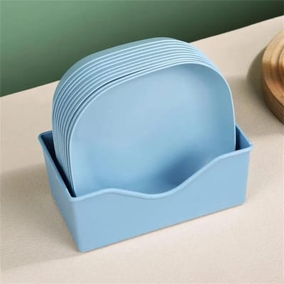 10 Stuks Multifunctionele Spuugbotjes Schaal Huishouden Voedselkwaliteit Plastic Spuugbotjes Schaal Rond Vierkant Set Eettafel Afvalbord gray