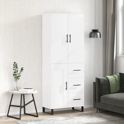 vidaXL - Hoge - kast - 69,5x34x180 - cm - bewerkt - hout - wit