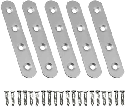 Dailygoods- Beugel Roestvrij Staal - Platte Beugel - Bevestigingsplaten - Herstelplaten - Aansluitplaten - Eenvoudig te installeren 80x17x2mm - Hoekbeugel
