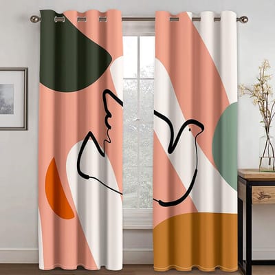 Geometrische Abstracte Kunst Anthestisch Morandi Raamgordijnen Jaloezieën Voor Woonkamer Slaapkamer Kicthen Kantoor Deur Jaloezieën Ramen 2 stuks 100W130H(CM)40x51in&Grommet Top