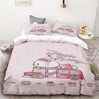 Hello Kitty Sanrio Beddengoedsets Dekbedovertrek Bedsprei Dekbedovertrek Kussensloop 2-3 Stuks Sets Schattige Slaapkamerdecoratie US Queen 228x228cm