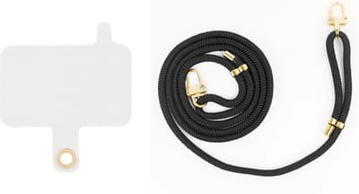 xoxo Wildhearts telefoonkoorden Easy Cord Clip Goud + Black Gold – elegante telefoonbandjes met gouden accenten – duurzaam en universeel – geschikt voor iPhone / Samsung