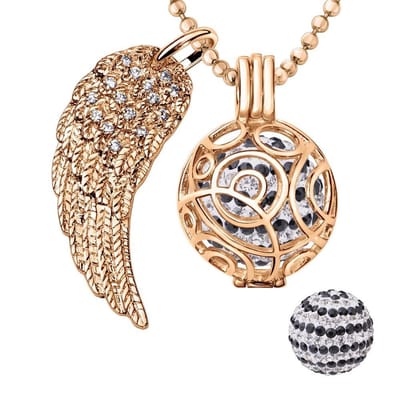 Engelenroeper 18mm Bolhouder met Ketting 90cm en Bolletje - Dames - Roségoudkleurig Cirkels - EBS18036