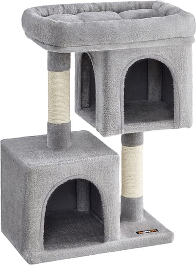 MAZAZU - Kattenboom - Krabpaal - 3 Niveaus - Grijs - 60x39x74