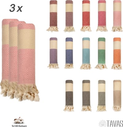 TAVAS Theedoeken & Keukendoeken Set – 3 x 50x90cm – Lichtroze- 100% Katoen – Wafelstructuur – Sneldrogend – Zachte Handdoeken voor Keuken