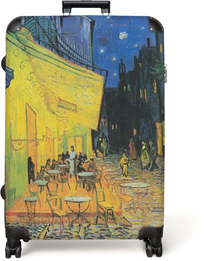NoBoringSuitcases.com® - Koffer groot - Reiskoffer lichtgewicht - Caféterras bij nacht - Vincent van Gogh - Rolkoffer met 4 wielen - Grote trolley XL - 98 liter bagage