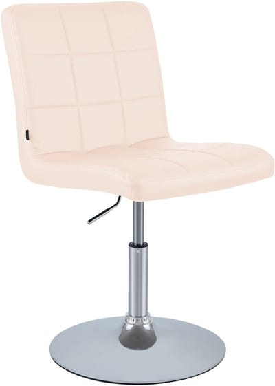 CLP Ricky Eetkamerstoel - Draaibaar & in Hoogte Verstelbaar - Chroom Onderstel - Modern Design - Kunstleer/creme