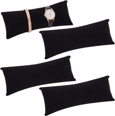 4 Stuks Lange Fluwelen Kussen voor Horloge en Armbanden - Sieraden Display Kussens voor Vaderdag en Kleine Ondernemingen - Perfecte Opberging voor Horloges en Armbanden