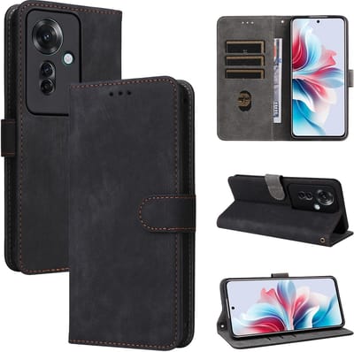 Geschikt voor Oppo Reno 11 F 5G - Blokkeringsfunctie - Portemonnee - Magnetische Standaard - Book Case Hoesje - Zwart